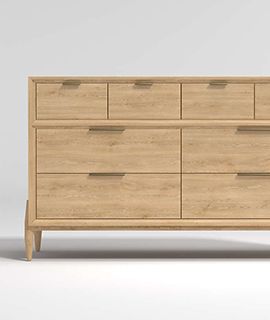 Bodie Natural Oak Wood Wide 8-Drawer Kids Dresser
