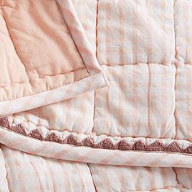 pink windowpane plaid organic cotton baby quilt