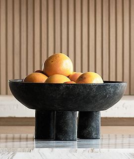 Black Tri-Footed Ceramic Centerpiece Bowl