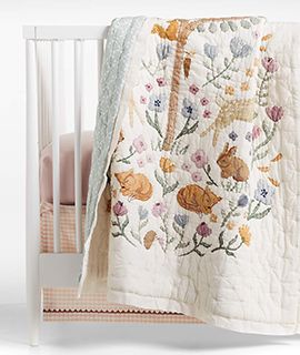 Wonderland Prairie Embroidered Organic Cotton Voile Crib Quilt