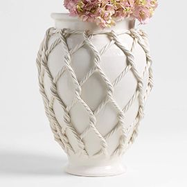 Corda White Ceramic Rope Vase