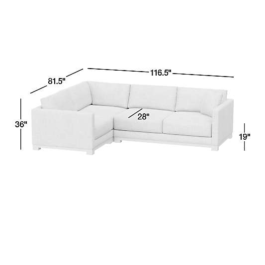 Gather Deep Wood Base 3-Piece L-Shaped Sectional Sofa