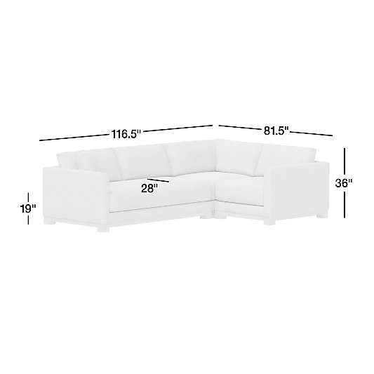 Gather Deep Wood Base Bench 3-Piece L-Shaped Sectional Sofa