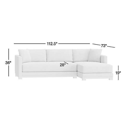 Gather Deep Wood Base Bench 2-Piece Chaise Sectional Sofa