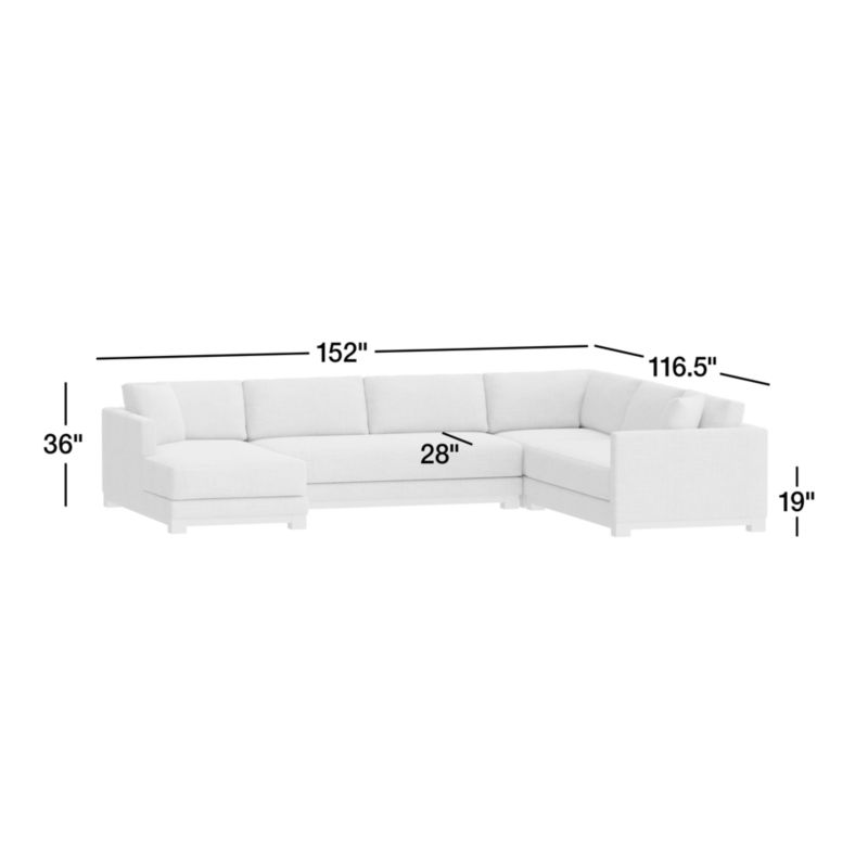 View Gather Deep Wood Base Bench 4-Piece L-Shaped Sectional Sofa - image 3 of 15