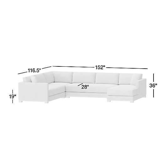 Gather Deep Wood Base Bench 4-Piece Corner Sectional Sofa