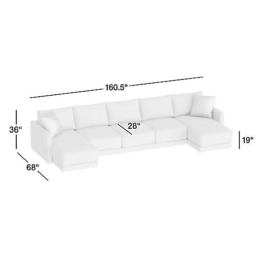 Gather Deep 3-Piece Double-Chaise Sectional Sofa