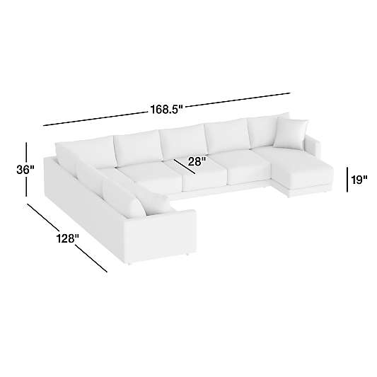 Gather Deep 4-Piece L-Shaped Sectional Sofa with Chaise Lounge