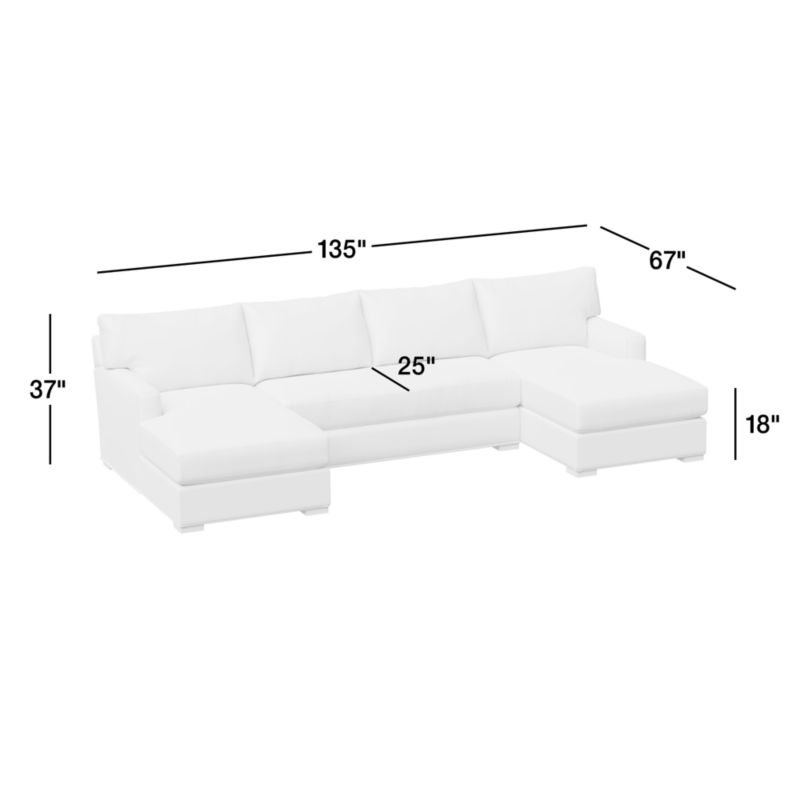 View Axis Bench 3-Piece Double-Chaise Sectional Sofa - image 3 of 7