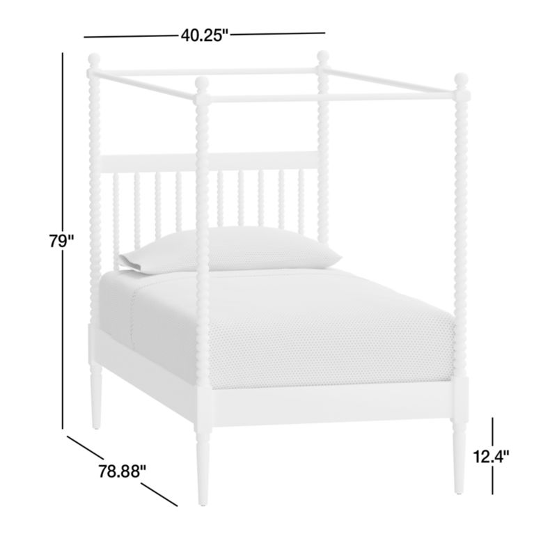 Jenny Lind White Wood Spindle Kids Canopy Twin Bed