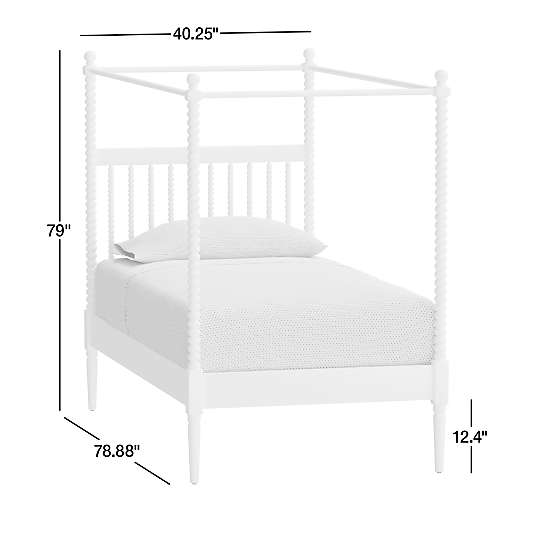 Jenny Lind White Wood Spindle Kids Canopy Twin Bed