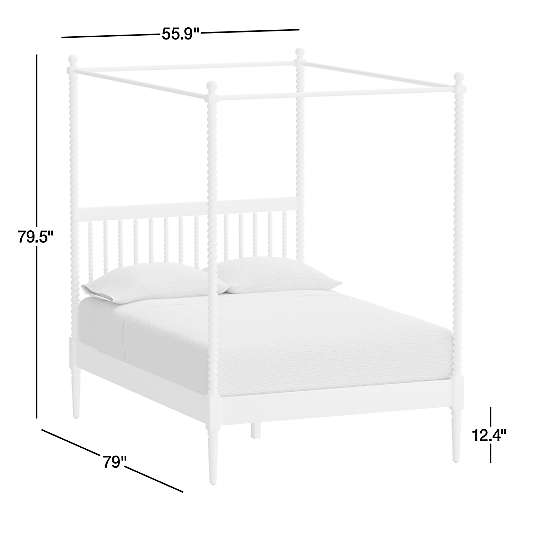 Jenny Lind White Wood Spindle Kids Canopy Full Bed