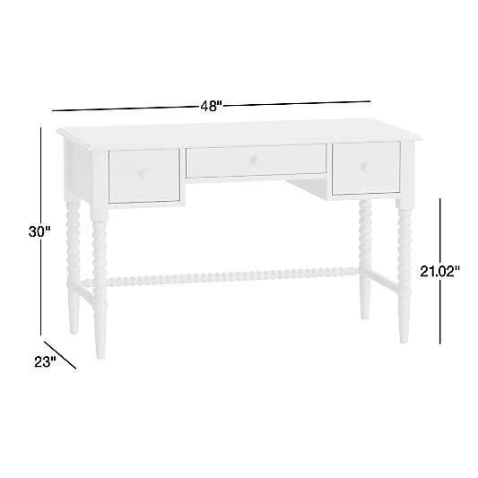 Jenny Lind 48" White Wood Spindle 3-Drawer Kids Desk
