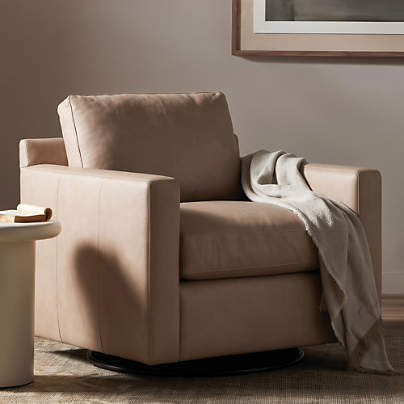 Barrett II 35.5" Leather Track Arm Swivel Chair