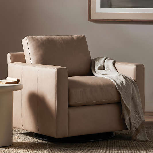Barrett II 35.5" Leather Track Arm Swivel Chair