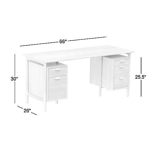 Elias 66" Natural Elm Wood Desk with File Cabinet