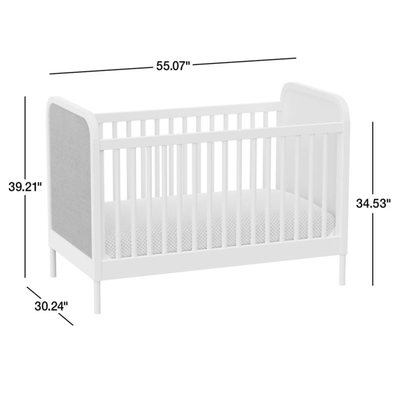 Maren White and Cane Convertible Baby Crib