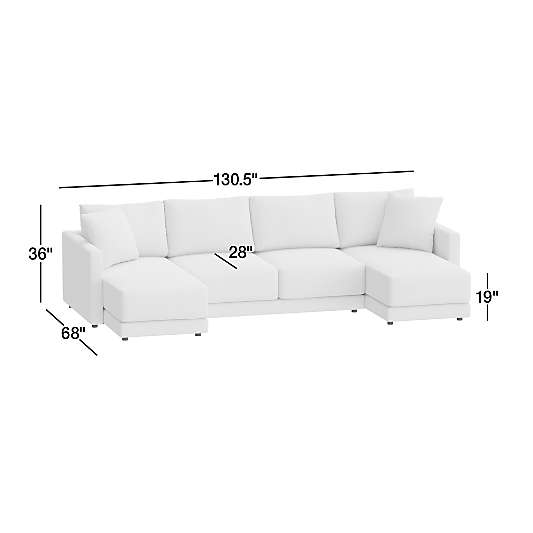 Gather Deep 3-Piece Double-Chaise Sectional Sofa