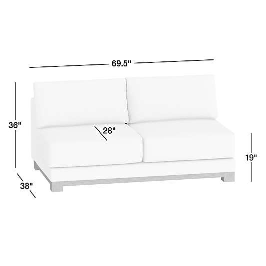 Gather Wood Base Leather Armless Sofa Sectional Piece