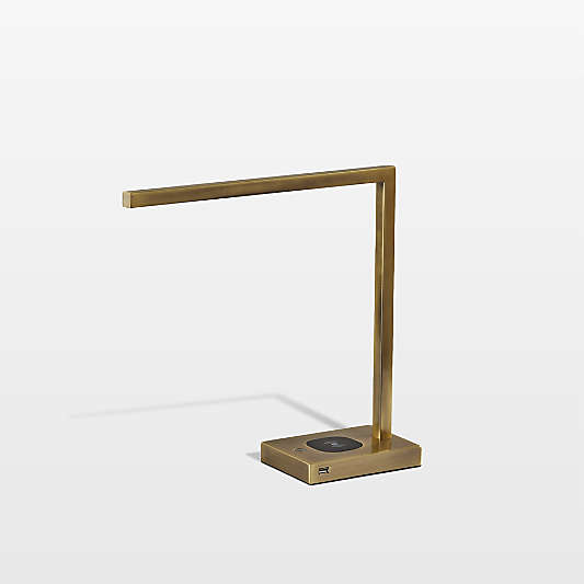 Aiden Brass LED Table Lamp with USB Port 16"