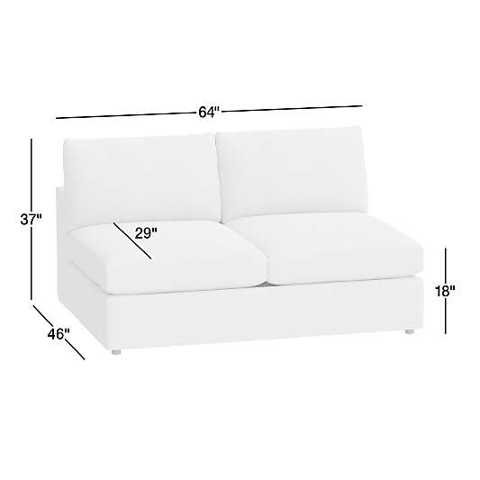 Lounge Deep Leather Armless Loveseat Sectional Piece