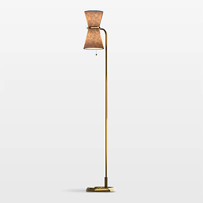 Gable Antique Natural Brass Floor Lamp with Storm Blue Shade 57.5"
