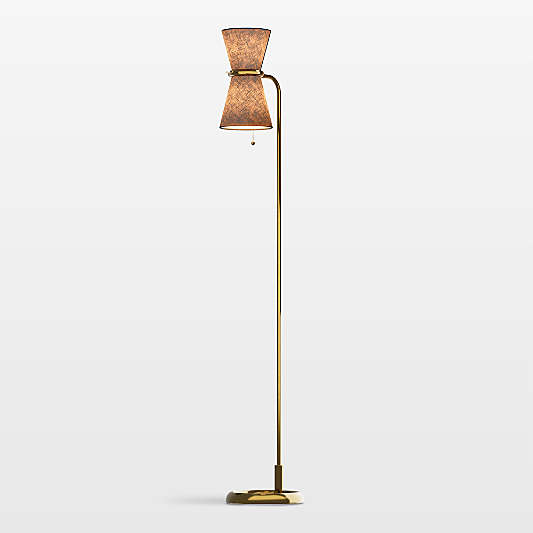 Gable Antique Natural Brass Floor Lamp with Storm Blue Shade 57.5"