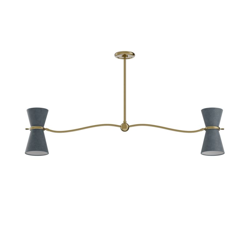 Gable Linear Antique Brass Chandelier with Storm Blue Shade 54" - image 2 of 7