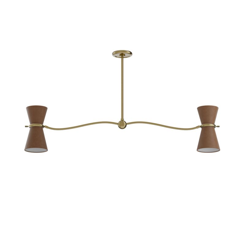 Gable Linear Antique Natural Brass Chandelier with Russet Shade 54" - image 2 of 7