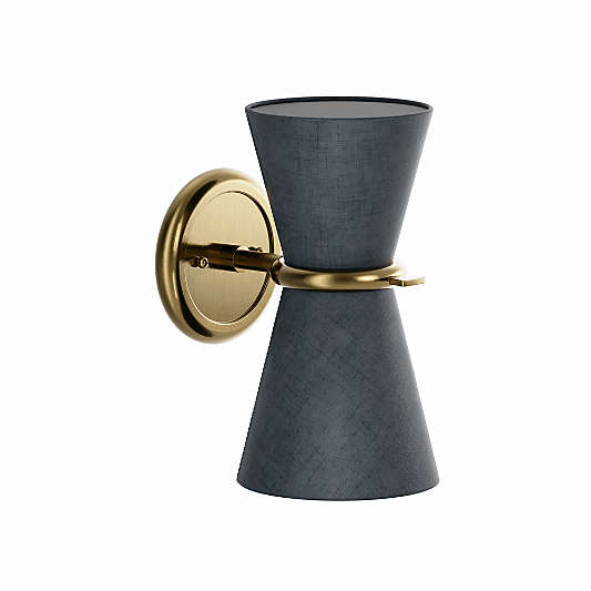 Gable Antique Natural Brass Sconce with Storm Blue Shade