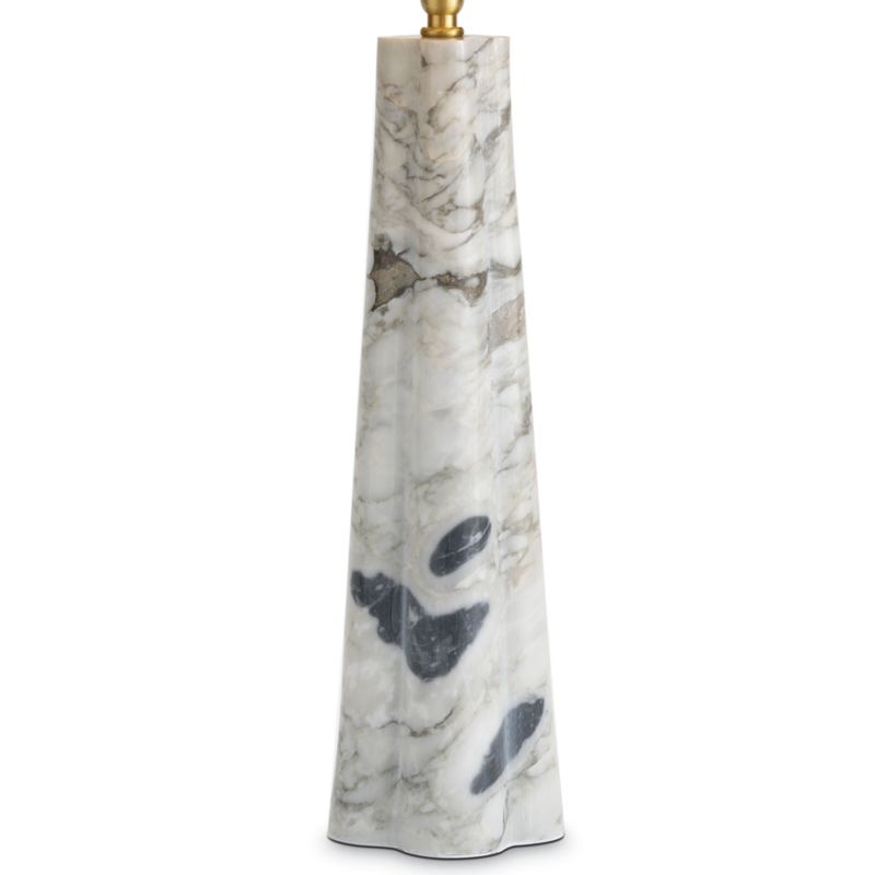 Roman White Marble Table Lamp with Black Fabric Shade, 27" - image 2 of 5