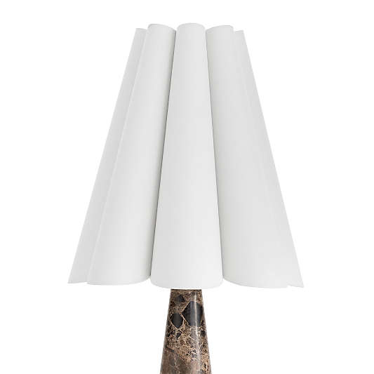 Segal Brown Marble Mini Lamp with White Scalloped Shade