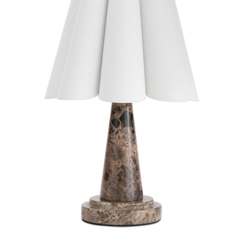 Segal Brown Marble Mini Lamp with White Scalloped Shade - image 3 of 6