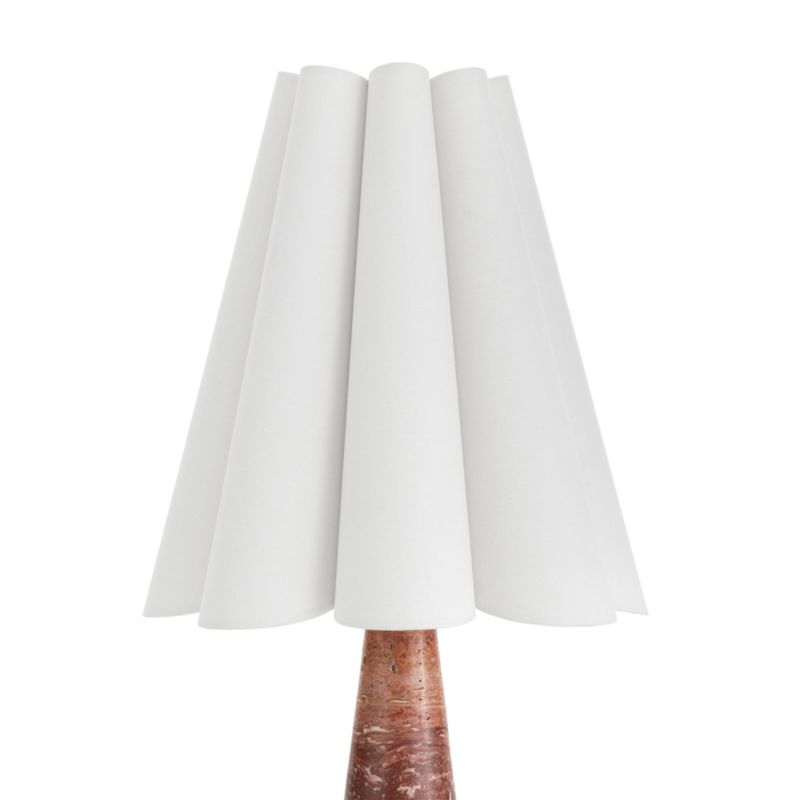 Segal Red Marble Mini Lamp with White Scalloped Shade - image 2 of 6