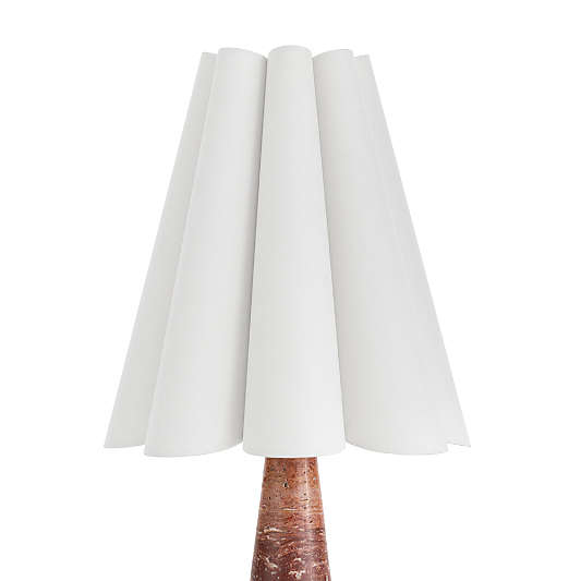 Segal Red Marble Mini Lamp with White Scalloped Shade