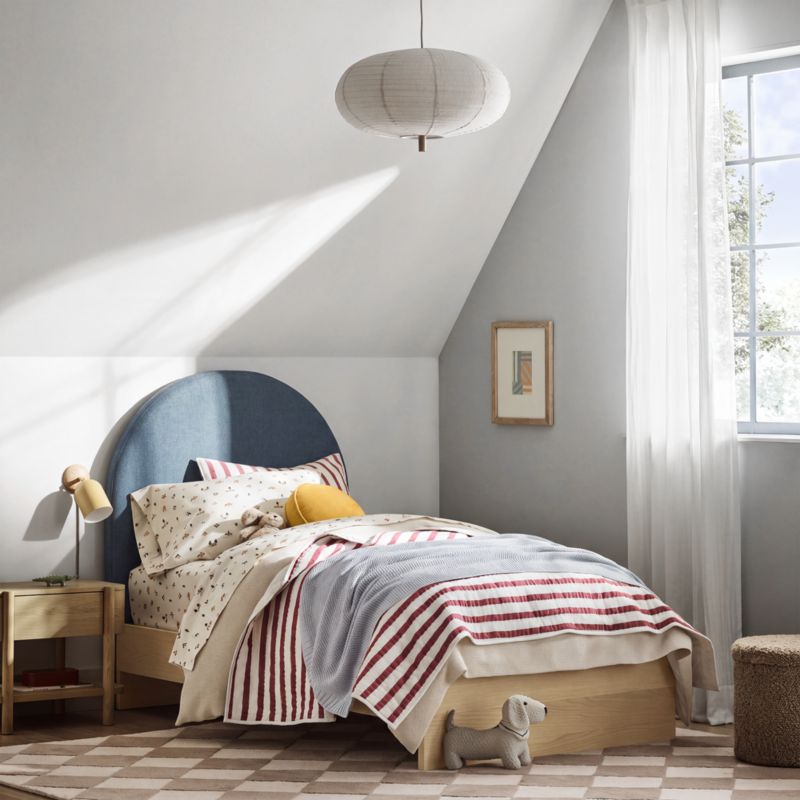 Emma Denim Blue Upholstered Kids Full Headboard with Natural Wood Base - image 4 of 8