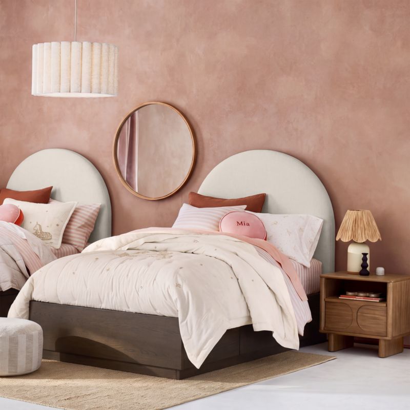 Emma Cream Upholstered Kids Twin Headboard with Deep Brown Wood Storage Base - image 6 of 7
