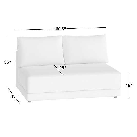 Gather Deep Armless Bench Loveseat Sectional Piece