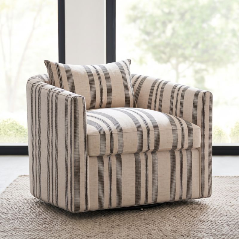 Drew Striped Grande Swivel Accent Chair - image 3 of 8
