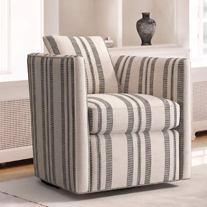 Drew Striped Small Swivel Accent Chair