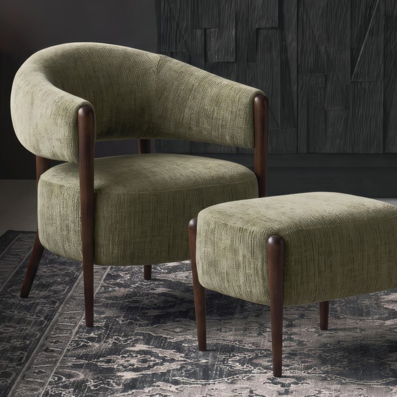 Santi Wood Accent Chair with Ottoman - image 2 of 10