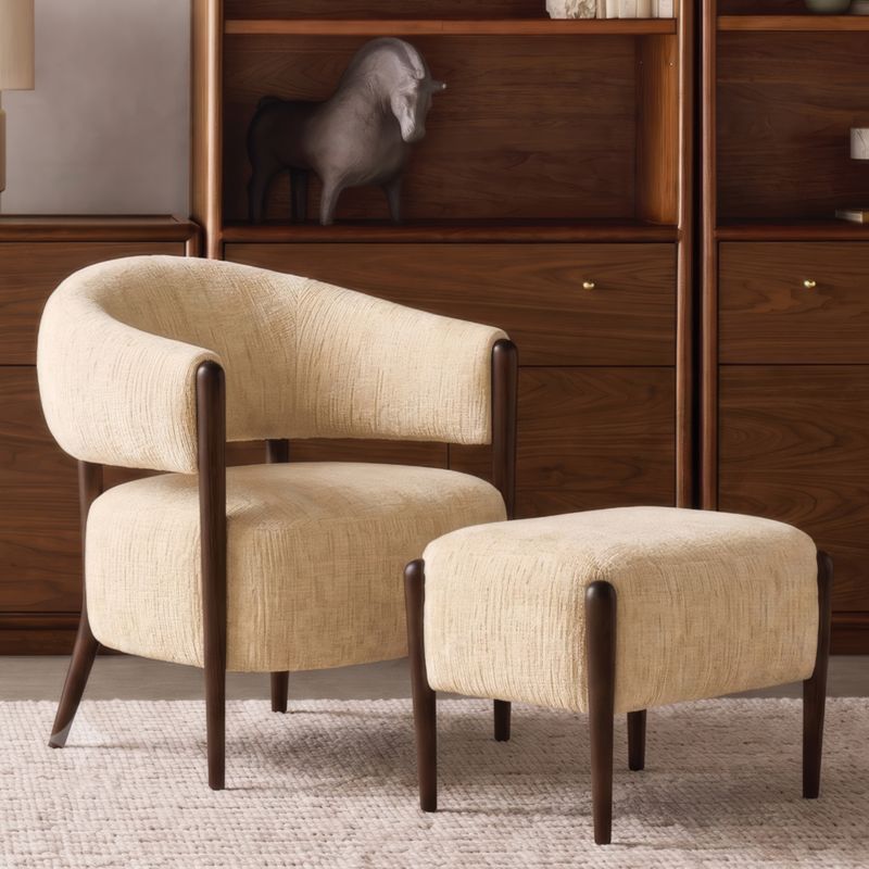 Santi Wood Accent Chair with Ottoman - image 2 of 10