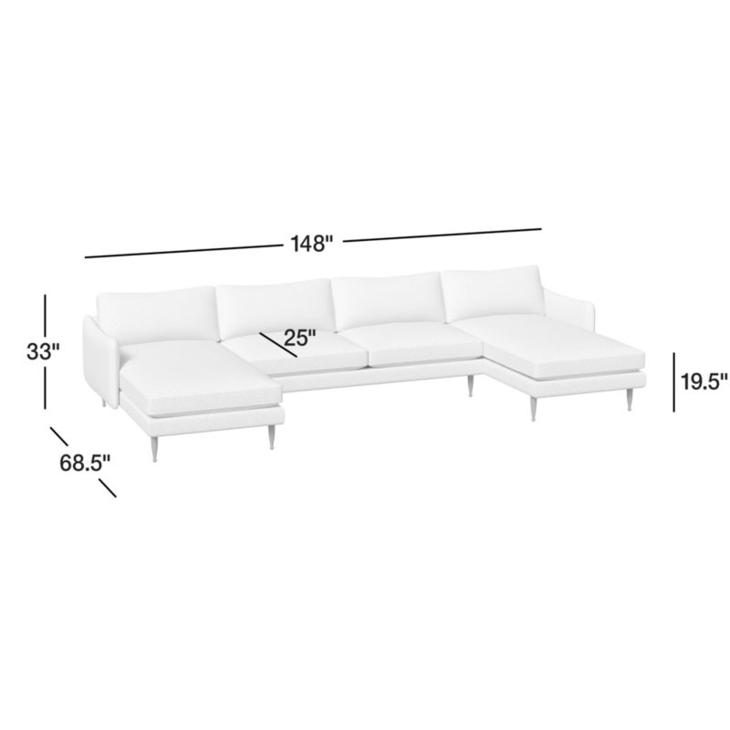 View Cosgrove 3-Piece U-Shaped Sectional Sofa with Double Chaise Lounge - image 3 of 8