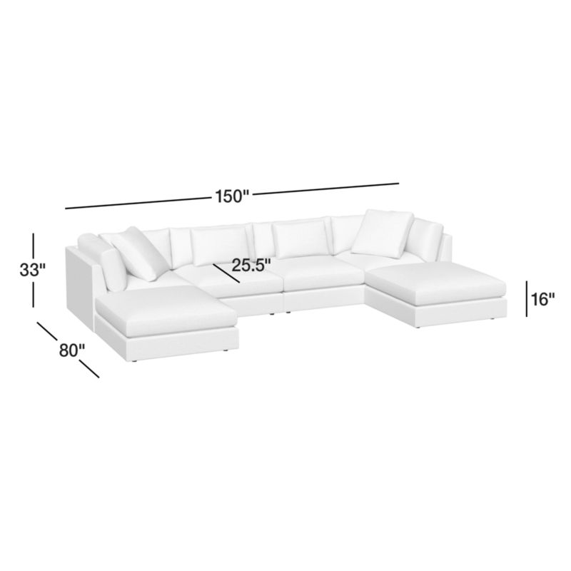 View Monterey Modular 4-Piece U-Shaped Sectional Sofa with Double Ottoman - image 4 of 8