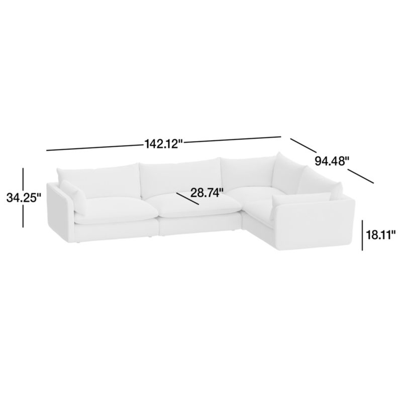 View Unwind Modular 4-Piece L-Shaped Slipcovered Sectional Sofa - image 3 of 12