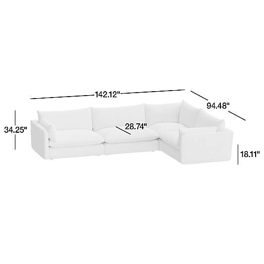 Unwind Modular 4-Piece L-Shaped Slipcovered Sectional Sofa