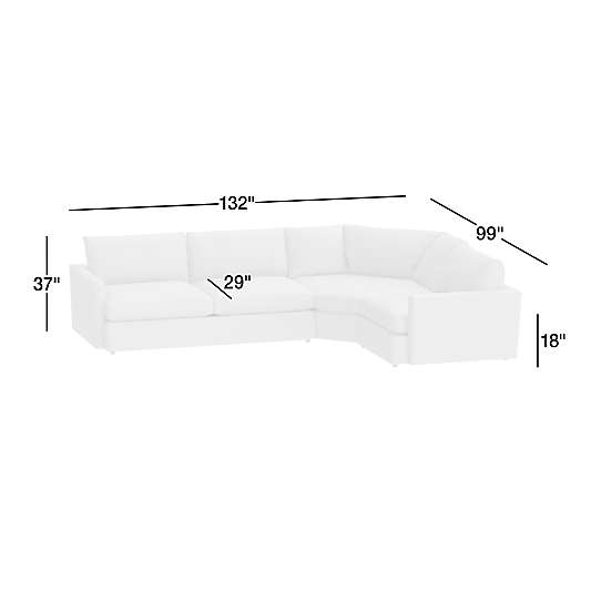 Lounge Deep 3-Piece Wedge Sectional Sofa