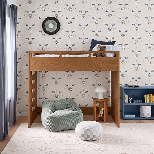 Bridgeman Hazelnut Wood Kids Twin Loft Bed with Ladder