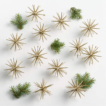 3D Gold Glitter Star Christmas Tree Ornaments, Set of 12