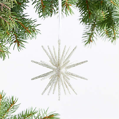 3D Silver Glitter Star Christmas Tree Ornaments, Set of 12
